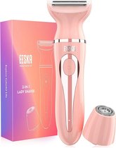 Ladyshaver, draadloze ladyshaver voor gezicht, armen en benen, oksels, intieme zone - waterdicht - droog en nat scheren, type C USB-oplading (roze)