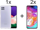 Samsung A22 5G Hoesje - Samsung galaxy A22 5G hoesje siliconen case transparant hoesjes cover hoes - 2x samsung A22 5G screenprotector