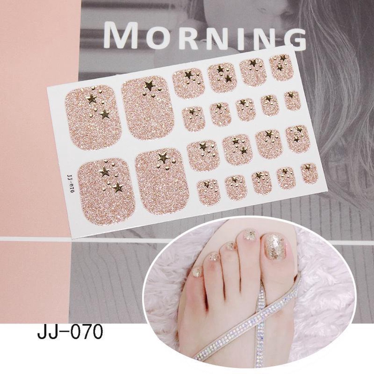 Prachtige Teen Nagel Stickers/ 1 vel , 22 tips/ Manicure Teen Nagel stickers,Nageldecoratie,Nagellak,Plaknagels / Nail stickers Goud