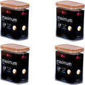 Maximum - Vershoudbakjes set van 4x 1650ml met Bamboo dichte deksel - Organizer in verschillende maten - Opbergdozen kunststof stapelbaar - Vershoudbakjes luchtdicht