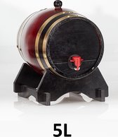 Wijnvat - 5 Liter - Wine Barrel - Wijn vat - Wijnvaatje – Wijn Accessoires - Zwart - Decanteerder