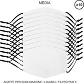 Sublimatie Mondkapjes - Medium - Set van 10 - Bedrukbaar - Blanco - 16 x 11cm - handwasbaar - vijf laagse filter PM2.5 - verstelbaar - mondmasker herbruikbaar