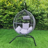 Hangstoel Egg chair - Grijs - Max: 150 kg - 126x101x192 cm - waterdichte regenhoes