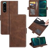 Sony Xperia 5 III hoesje - MobyDefend Luxe Wallet Book Case (Sluiting Zijkant) - Bruin - GSM Hoesje - Telefoonhoesje Geschikt Voor: Sony Xperia 5 III