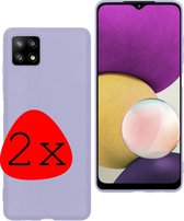 Samsung A22 Hoesje Lila Siliconen - Samsung A22 (5G) Case Back Cover Silicone - Samsung A22 Hoes Siliconen Lila - 2 Stuks