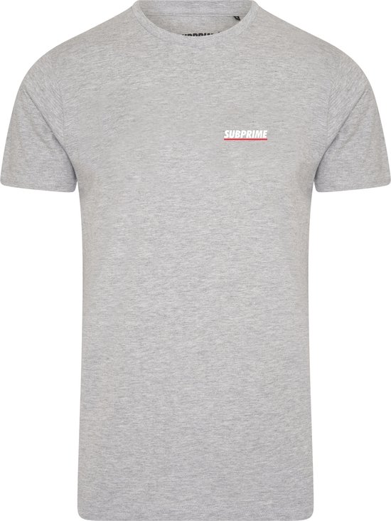 Subprime - Heren Tee SS Shirt Chest Logo Grey - Grijs - Maat M