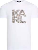 Karl Lagerfeld - Heren Tee SS Library Logo Shirt - Wit - Maat XL