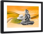 Foto in frame , Boeddha  van metaal , 120x80cm , Multikleur , Premium print