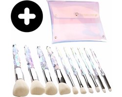 Diamanten Make Up Kwasten Set - Make Up Brush - Oogschaduw - Foundation Kwast - Poeder Kwast - Brush - Make up - Cosmetica - Kwasten Set – Make Up Tasje - Valentijn Cadeautje Voor Haar