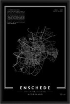 Poster Stad Enschede - A4 - 21 x 30 cm - Inclusief lijst (Zwart Aluminium)