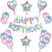 Verjaardag Versiering Pastel - Happy Birthday Regenboog Decoratie Macaron Kleuren - Ballonnen Slinger