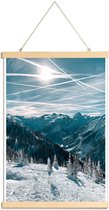 JUNIQE - Posterhanger Austrian Alps in Winter -40x60 /Blauw & Wit