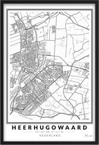 Poster Stad Heerhugowaard - A2 - 42 x 59,4 cm - Inclusief lijst (Zwart Aluminium)