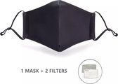 Mondkapje 100% katoen - Zwart - Uitwasbaar - Verstelbaar - Elastiek - Comfortabel - Fashion masker - Incl. filters