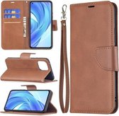 Voor Xiaomi Mi 11 Lite Retro Lamsleer Textuur Pure Kleur Horizontale Flip PU Lederen Case met Houder & Kaartsleuven & Portemonnee & Lanyard (Bruin)