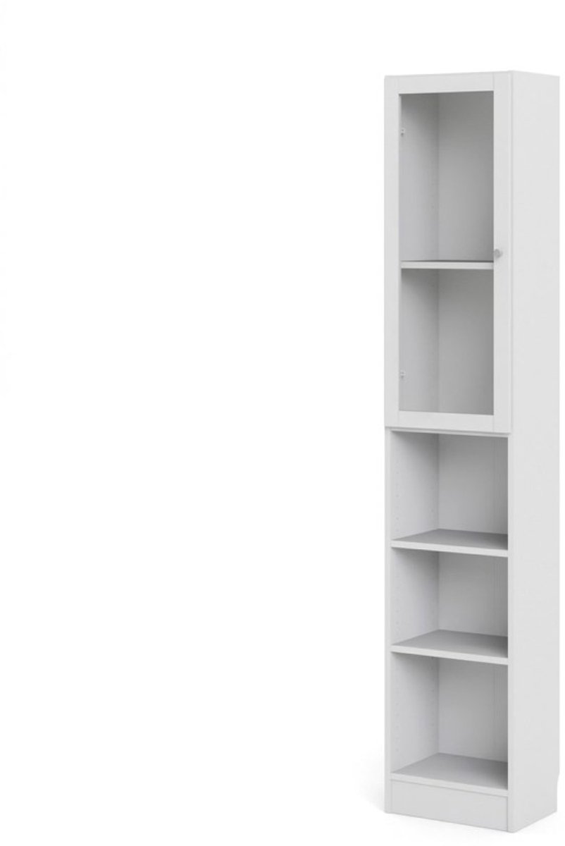 Base wandkast 1 glazen deur en 2 planken wit.