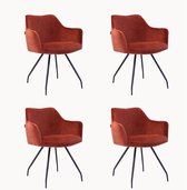 Bronx71® Velvet eetkamerstoel Nelly koper - Eetkamerstoelen set van 4