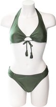 334.22 Shiny green triangle bikini 44CD