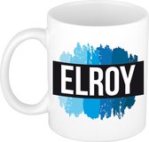 Elroy naam cadeau mok / beker met  verfstrepen - Cadeau collega/ vaderdag/ verjaardag of als persoonlijke mok werknemers