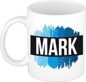Mark naam cadeau mok / beker met verfstrepen - Cadeau collega/ vaderdag/ verjaardag of als persoonlijke mok werknemers