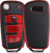 kwmobile autosleutelhoes compatibel met Audi 3-knops autosleutel - TPU beschermhoes in rood / zwart - Autosleutelcover