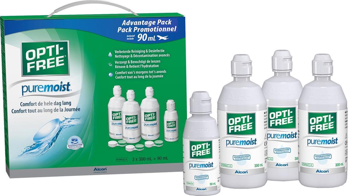 Optifree PureMoist - 3 x 300 ml + 90 ml ( nieuwe verpakking) - Lenzenvloeistof