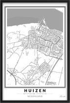 Poster Dorp Huizen - A4 - 21 x 30 cm - Inclusief lijst (Zwart Aluminium)