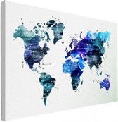 Wereldkaart Artistiek Nachtkleuren - Canvas 120x90