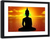 Foto in frame , Mediterende Boeddha , 120x80cm , Multikleur , Premium print