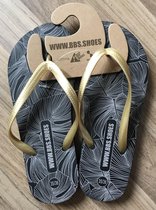 Teenslippers Hawaï print, goud/zwart/wit, maat 39/40