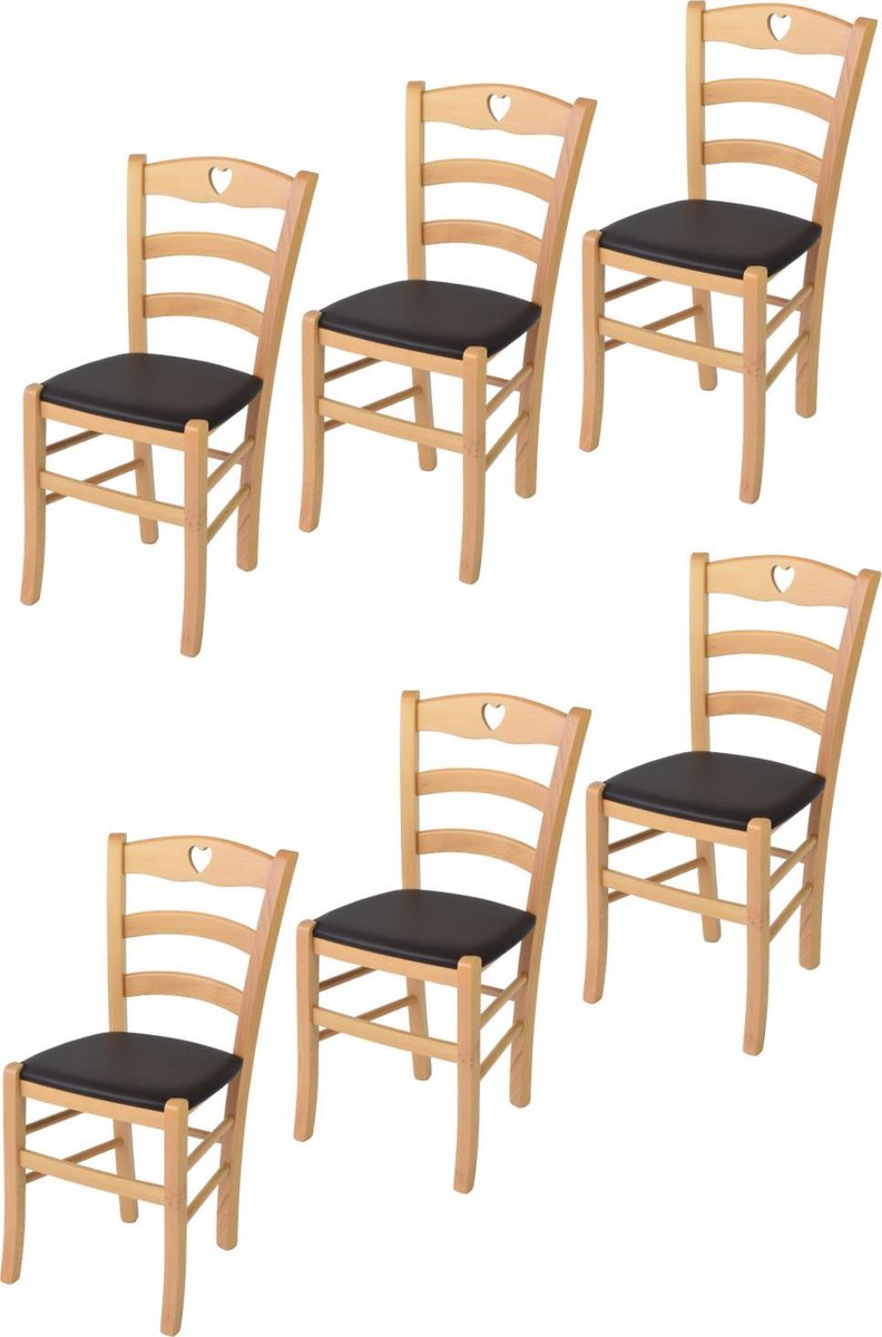Tommychairs Cuore - Eetkamerstoelen - Set van 2 - Naturel - Stof & Hout