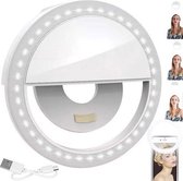 Selfie Licht Ring - LED Verlichting Ring - WIT - Selfiering LED Mobiele Telefoon - Voor Elke Smartphone - LED Verlichting - Selfie Tool - Make-up Verlichting - 36 Kralen -
