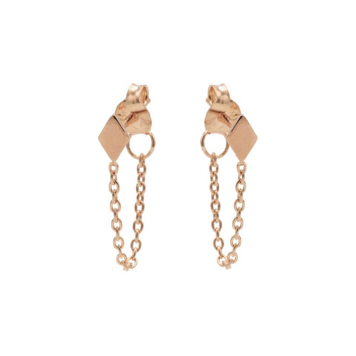 Karma Oorbellen Chain Diamond Rosé