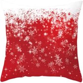 Kerstkussenhoes Rood/Wit met sneeuwkristallen (45x45)