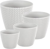 Pack 4 ronde potten Prospeplaster 5x8x11,5x18.6 Splofy plastic in witte kleur