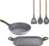 SET GRILL grillpan met gesmede aluminium en SET VAN 3 KEUKEN