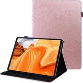 Voor Lenovo M10 Plus X606F Peacock Tail Embossing Patroon Horizontale Flip Lederen Case met Houder & Kaartsleuven & Portemonnee & Anti-Slip Strip (Rose Goud)