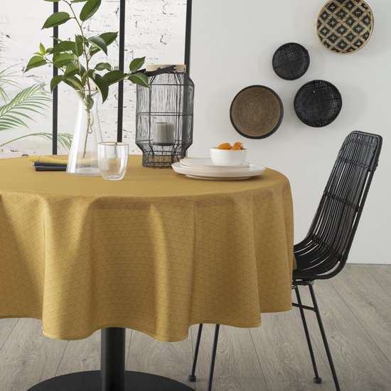 Tafelkleed anti-vlek beige met rondjes | Franse Tafelkleden