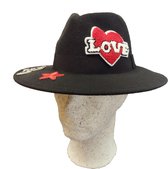 Dameshoed Love Cherry – Zwart maat S – Fedora Cowgirl hoed