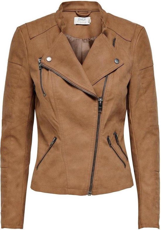 Only Jas Onlava Faux Leather Biker Otw Noos 15102997 Toasted Coconut Dames Maat - 34