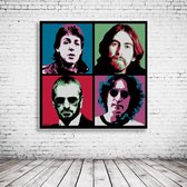 Pop Art The Beatles Canvas - 90 x 90 cm - Canvasprint - Op dennenhouten kader - Geprint Schilderij - Popart Wanddecoratie