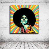 Pop Art Diana Ross Canvas - 90 x 90 cm - Canvasprint - Op dennenhouten kader - Geprint Schilderij - Popart Wanddecoratie