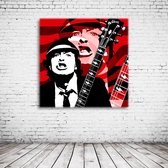 Pop Art Angus Young Acrylglas - 80 x 80 cm op Acrylaat glas + Inox Spacers / RVS afstandhouders - Popart Wanddecoratie