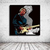 Pop Art Eric Clapton Canvas - 80 x 80 cm - Canvasprint - Op dennenhouten kader - Geprint Schilderij - Popart Wanddecoratie