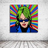 Pop Art Billie Eilish Acrylglas - 80 x 80 cm op Acrylaat glas + Inox Spacers / RVS afstandhouders - Popart Wanddecoratie