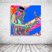 Pop Art Stevie Ray Vaughan Acrylglas - 80 x 80 cm op Acrylaat glas + Inox Spacers / RVS afstandhouders - Popart Wanddecoratie