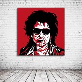 Bob Dylan Pop Art Acrylglas - 100 x 100 cm op Acrylaat glas + Inox Spacers / RVS afstandhouders - Popart Wanddecoratie