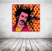 Frank Zappa Pop Art Canvas - 100 x 100 cm - Canvasprint - Op dennenhouten kader - Geprint Schilderij - Popart Wanddecoratie