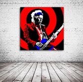 Keith Richards Pop Art Canvas - 100 x 100 cm - Canvasprint - Op dennenhouten kader - Geprint Schilderij - Popart Wanddecoratie