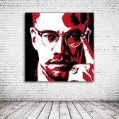 Malcom X Pop Art Acrylglas - 80 x 80 cm op Acrylaat glas + Inox Spacers / RVS afstandhouders - Popart Wanddecoratie